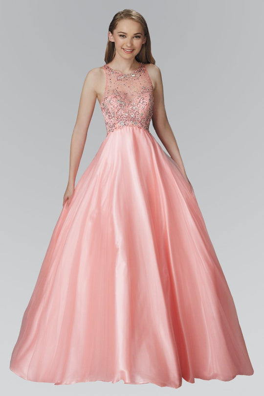Jewel Embellished Sheer Bodice Ballgown GL2112