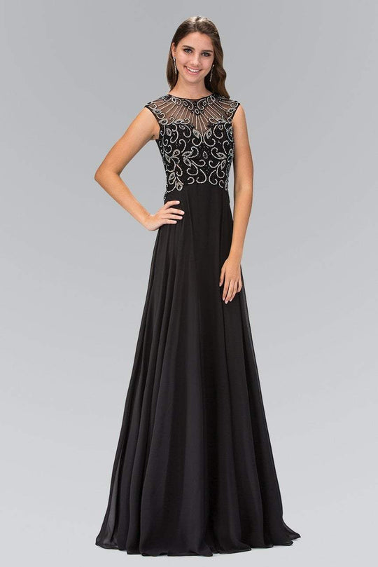 Beaded Illusion High Neck Chiffon Gown GL2120