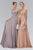 Elizabeth K Beaded Trellis Illusion Chiffon A-Line Gown GL2126 In Neutral