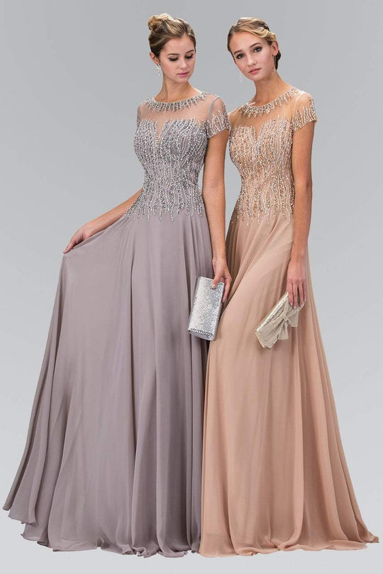 Trellis Illusion Chiffon A-Line Gown GL2126