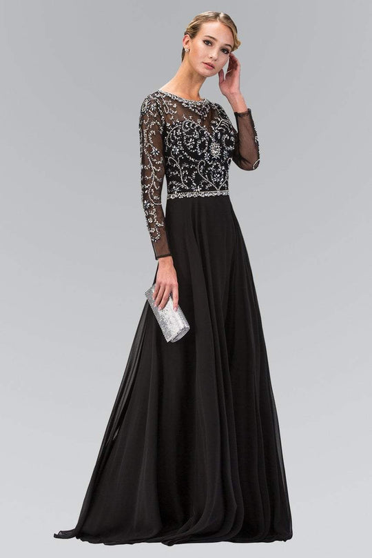 Jewel Embellished Bateau Neck Gown GL2129