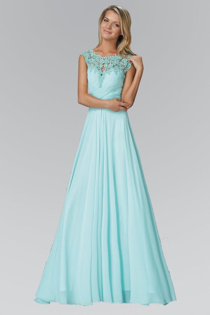Laced Bateau Neck A-Line Chiffon Dress GL2136