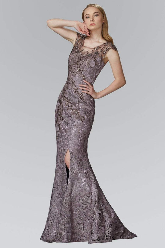 Laced Scoop Neck Mermaid Gown GL2140
