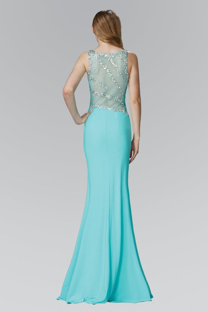 Beaded Bateau Neck Trumpet Gown GL2146