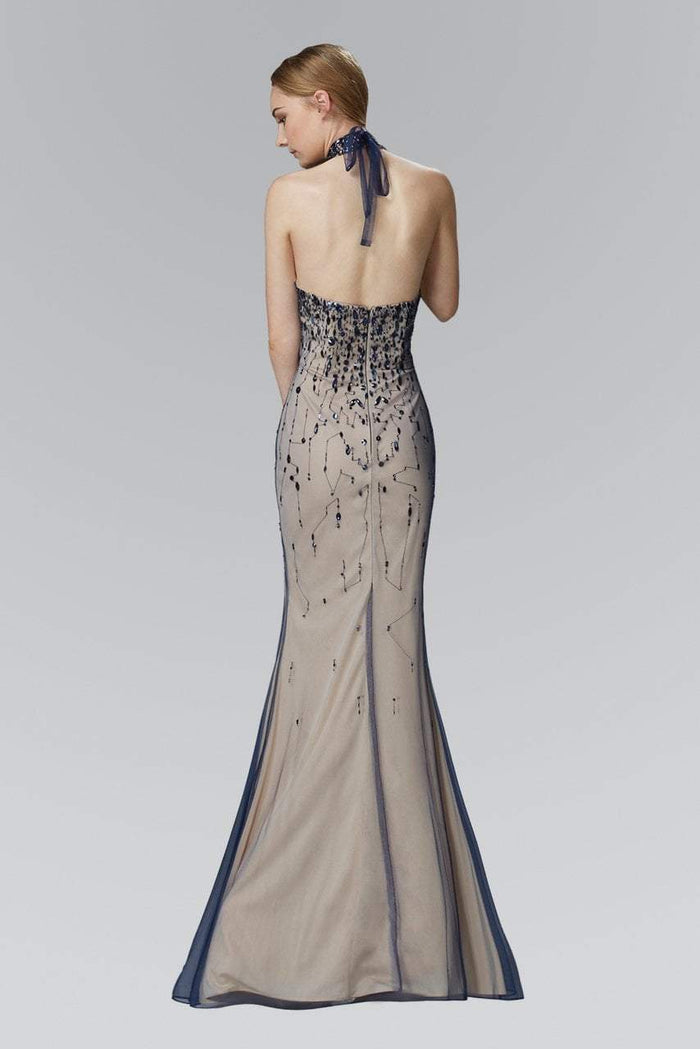 Jeweled High Neck Trumpet Gown GL2147