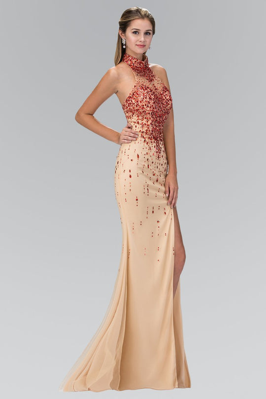 Jeweled High Neck Trumpet Gown GL2147