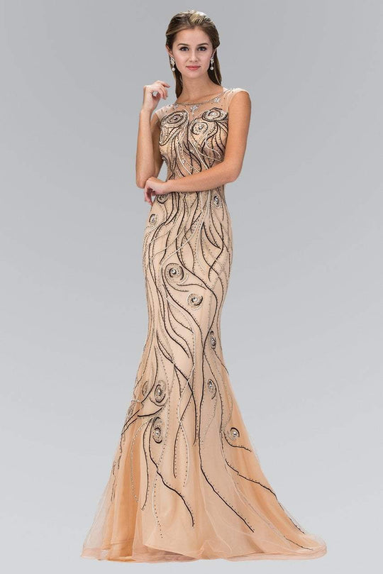 Beaded Bateau Neck Mermaid Gown GL2149