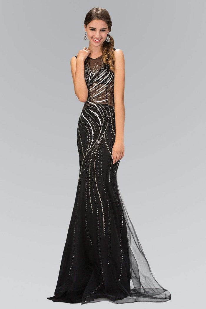 Embellished Jewel Neck Trumpet Gown GL2150