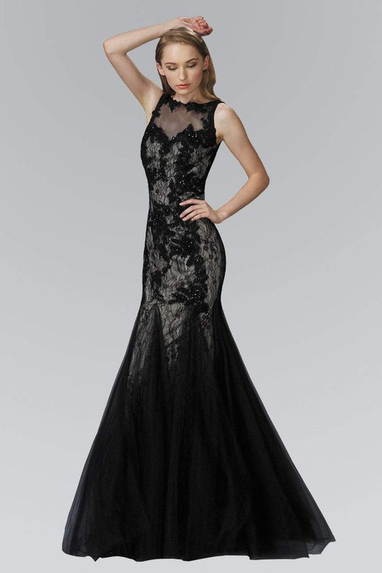 Illusion Neckline with Open Back Mermaid Gown GL2159