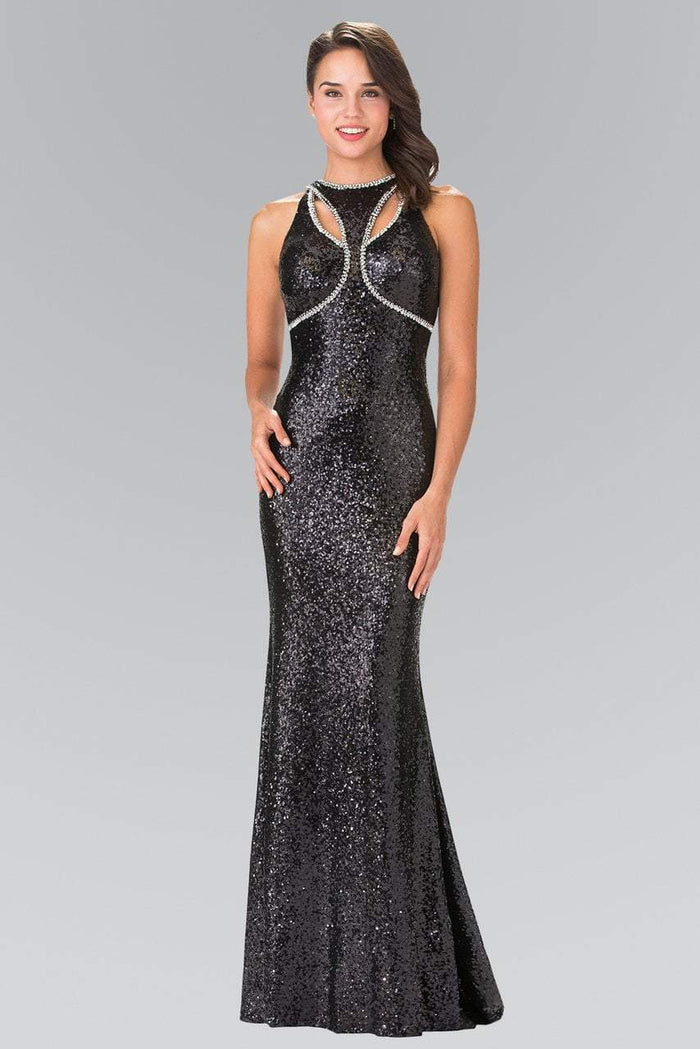 Sequined Halter Neck Trumpet Dress GL2217