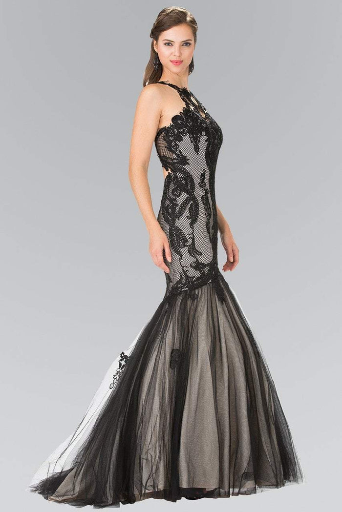 Laced Halter Tulle Mermaid Dress GL2219