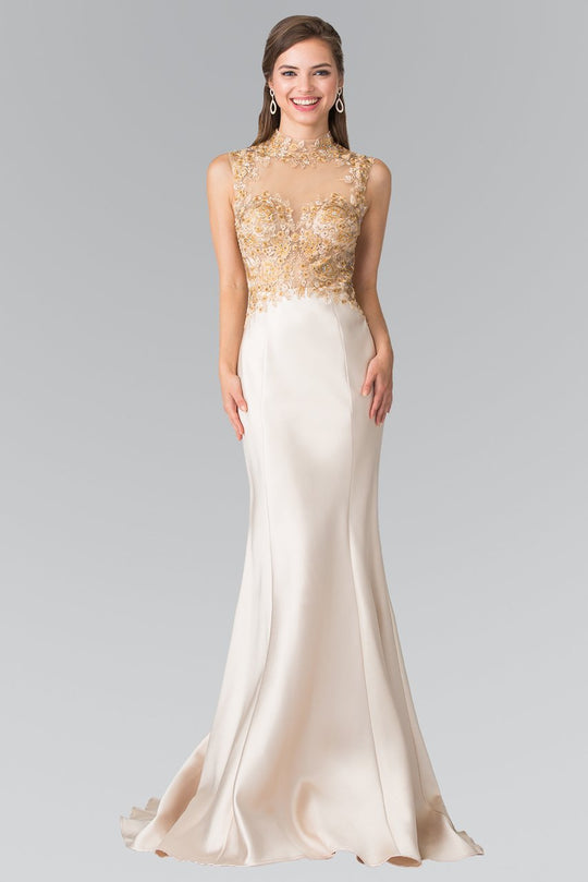 Embroidered High Neck Trumpet Gown GL2226