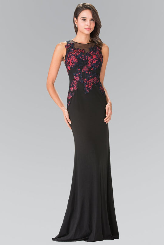Bead Embellished Jewel Neck Gown GL2238