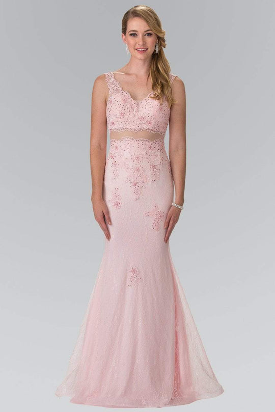 Laced V-Neck Trumpet Gown GL2240