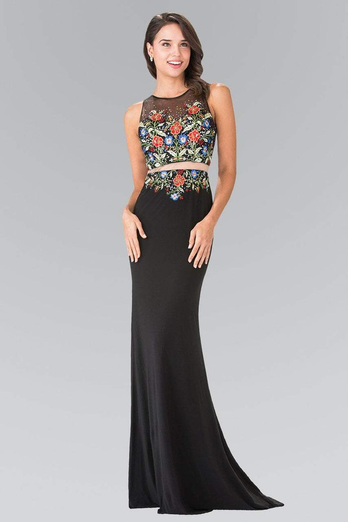 Mock Two-Piece with Embroidery Evening Gown GL2241