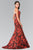 Illusion Bateau Neckline with Floral Print Gown GL2246