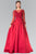 Sheer Long Sleeve Mikado A-line Evening Gown GL2255