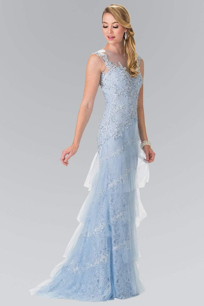 Illusion Bateau Neckline Lace Evening Gown GL2258