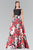 Bateau Neckline Floral Print Mikado Gown GL2266