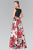 Bateau Neckline Floral Print Mikado Gown GL2266