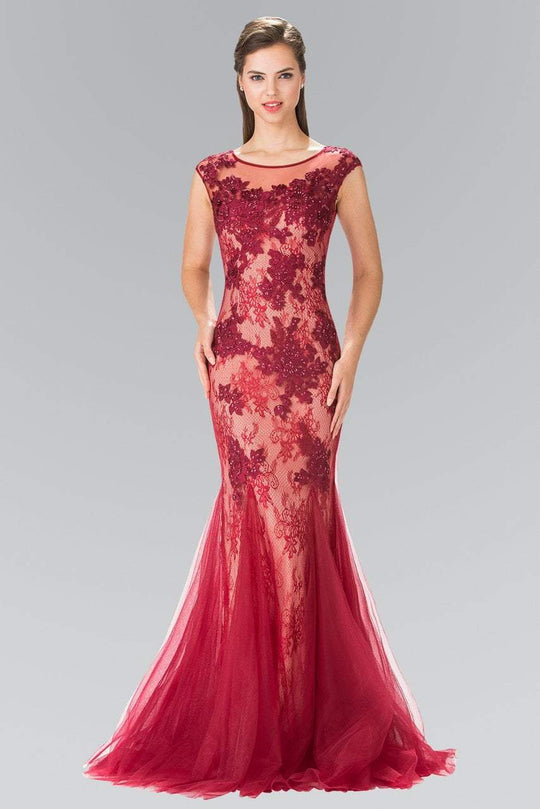 Sleeveless Illusion Tulle Trumpet Gown GL2276