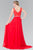 V-neck with Embellished Waist Chiffon Gown GL2293