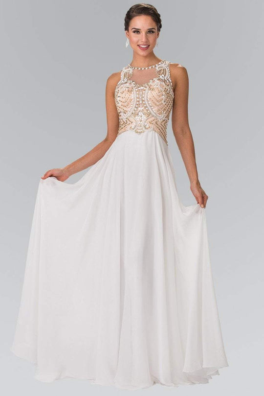 Sleeveless Jewel Neckline Beaded Evening Gown GL2295