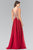 Elizabeth K GL2311 Intricate Lace V-Neck A-Line Gown in Burgundy