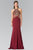 Bead Embellished Halter Sheer Back Evening Gown GL2328 In Red
