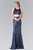 Elizabeth K - Mock Two-Piece Sequined Sheath Gown GL2333 in Blue