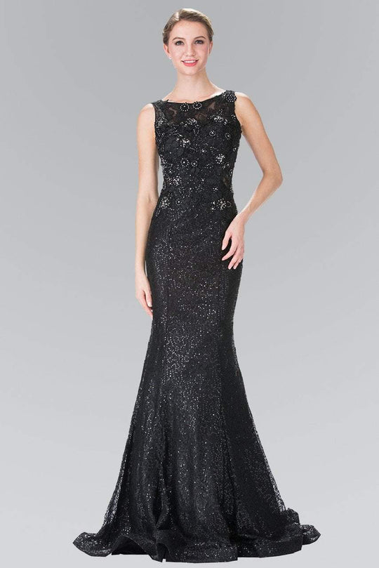 Full-Length Black Sequined Trumpet Gown GL2345