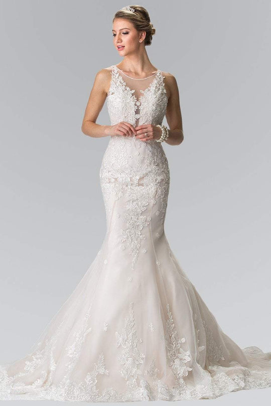 GL2369 Lace Illusion Scoop Mermaid Bridal Gown