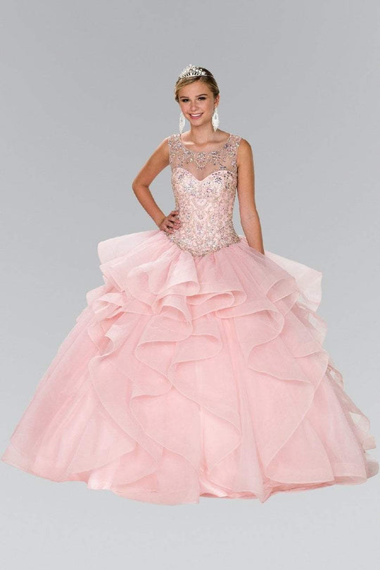 GL2378 Beaded Illusion Sweetheart Ballgown with Bolero