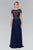 GL2406 Short Sleeve Illusion Lace Ornate Chiffon Gown
