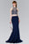 GL2424 Crystal Ornate Illusion High Neck Two-Piece Gown