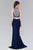 GL2424 Crystal Ornate Illusion High Neck Two-Piece Gown
