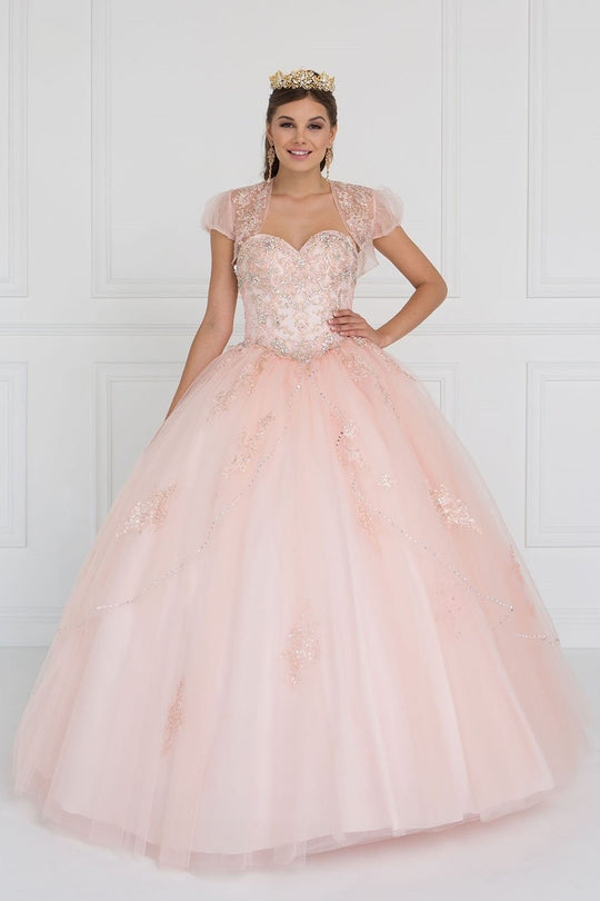 GL2427 Embellished Sweetheart Ballgown with Bolero