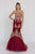 GL2428 Strapless Bejeweled Lace Bodice Trumpet Gown