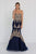 GL2428 Strapless Bejeweled Lace Bodice Trumpet Gown