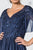 Elizabeth K - GL2830 Sheer Cape Sleeve Appliqued Chiffon Dress In Blue