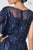 Elizabeth K - GL2830 Sheer Cape Sleeve Appliqued Chiffon Dress In Blue
