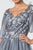 Elizabeth K - GL2830 Sheer Cape Sleeve Appliqued Chiffon Dress In Silver