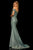 Sherri Hill - 52825 Off The Shoulder Fitted Glitter Evening Dress In Silver and Green