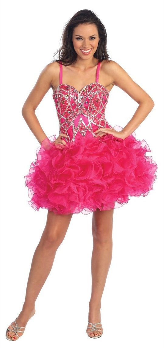 Organza Corset Style Ruffle Dress GS1024