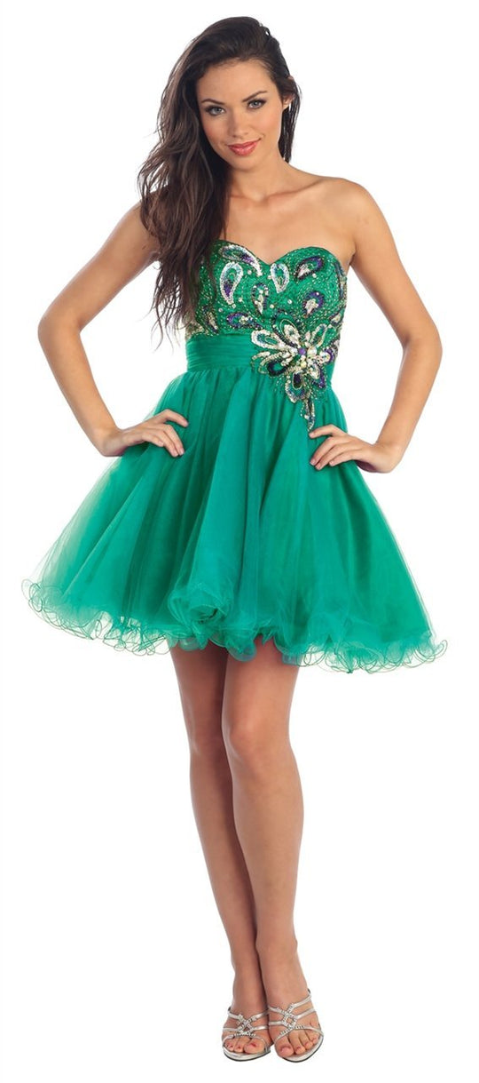 Embellished Strapless Sweetheart Cocktail Dress GS1038