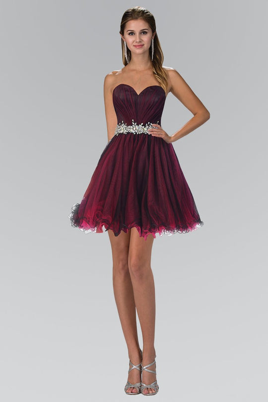 Bejeweled Strapless Sweetheart Tulle Dress GS1055
