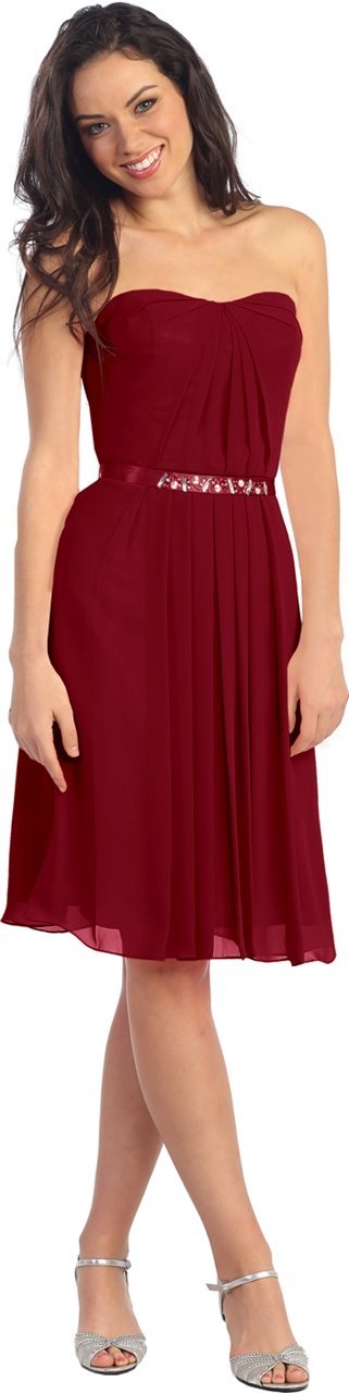 Jewel Embellished Pleated Sweetheart Dress GS1079