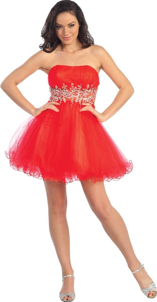 Ruched Straight Across Strapless Cocktail Dress GS1087