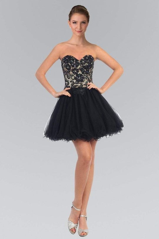 Laced Sweetheart Neck Tulle Short Dress GS1110
