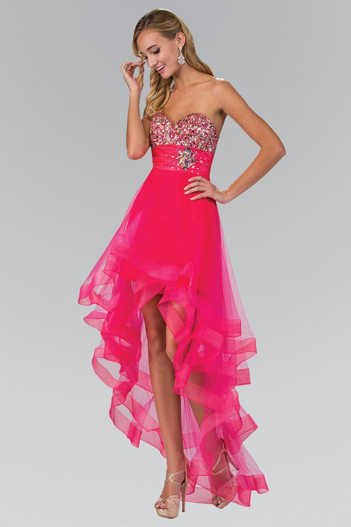 Embellished Strapless High Low Dress GS1124